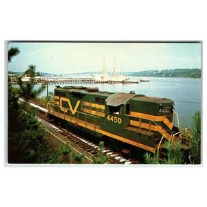 Central Vermont Railway GP-9 4450 Coast Guard Eagle Ship Postcard VT